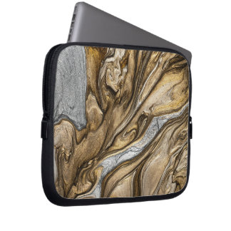 Glamorous Earthy Marble Swirl Pattern Laptop Sleeve