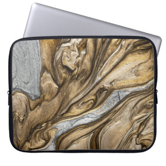 Glamorous Earthy Marble Swirl Pattern Laptop Sleeve