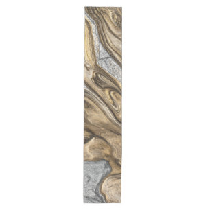 Glamorous Earthy Marble Swirl Pattern Medium Table Runner