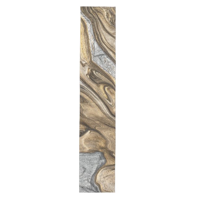 Glamorous Earthy Marble Swirl Pattern Medium Table Runner (Front)