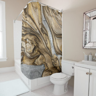 Glamorous Earthy Marble Swirl Pattern Shower Curtain
