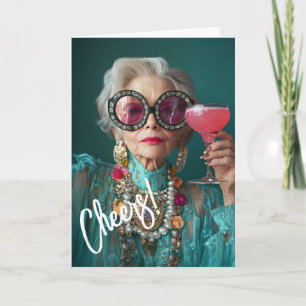 Glamorous Elderly Woman Bold Luxury Fashion Invitation