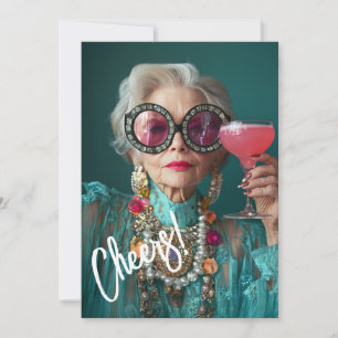 Glamorous Elderly Woman Bold Luxury Fashion Invitation