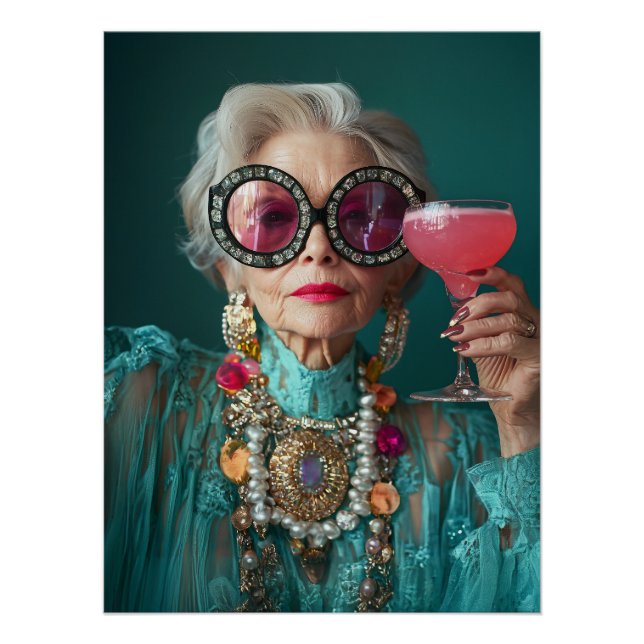 Glamorous Elderly Woman Bold Luxury Fashion Poster (Front)