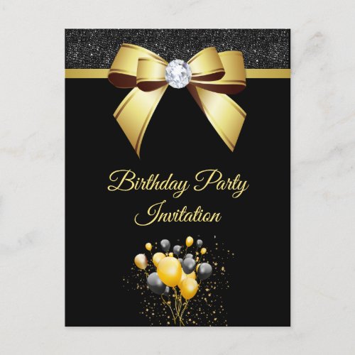 Glamorous Elegance Birthday Party Invitation Postcard