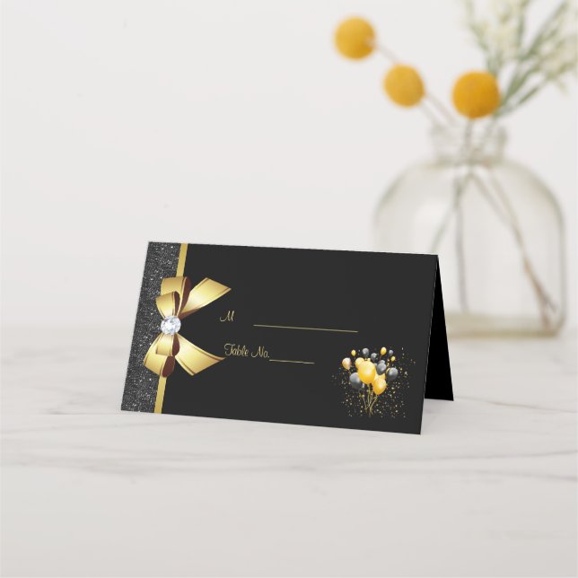 Glamorous Elegance Birthday Party Place Card (Front)