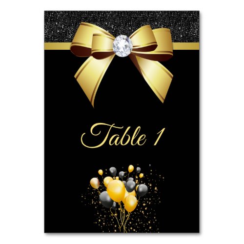 Glamorous Elegance Birthday Party Table Number