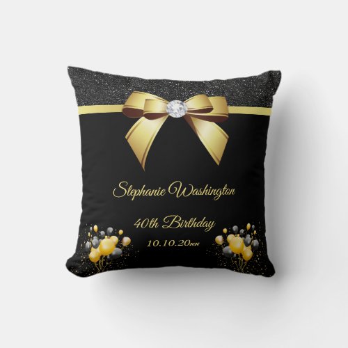 Glamorous Elegance Birthday Party Throw Pillow