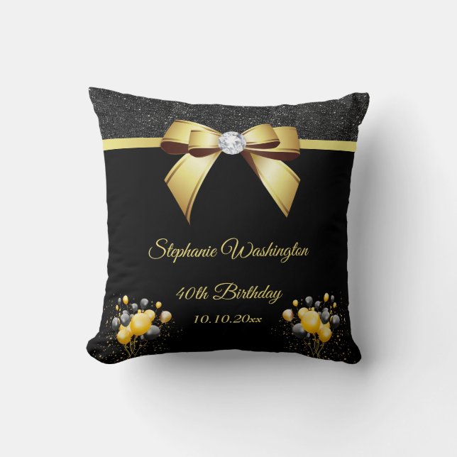 Glamorous Elegance Birthday Party Throw Pillow (Front)