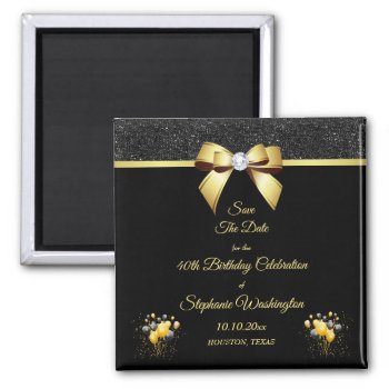 Glamorous Elegance Birthday Save The Date Magnet by Sarah_Designs at Zazzle