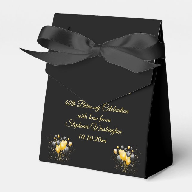 Glamorous Elegance Birthday Thank You Favor Boxes (Front Side)