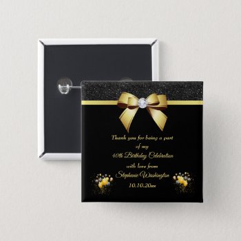 Glamorous Elegance Birthday Thank You Favor Button by Sarah_Designs at Zazzle
