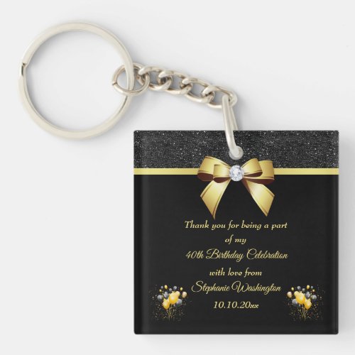 Glamorous Elegance Birthday Thank You Favor Keychain