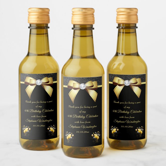 Glamorous Elegance Birthday Wine Label (Bottles)