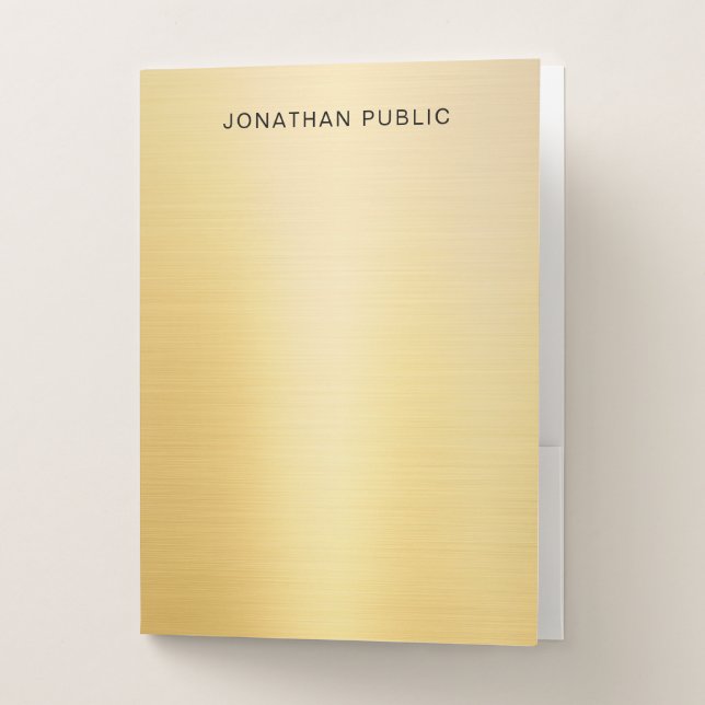 Glamorous Elegant Gold Look Office Modern Template Pocket Folder (Front)