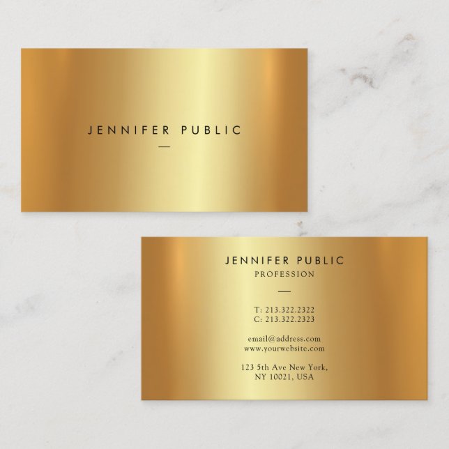 Glamorous Elegant Modern Template Luxury Faux Gold Business Card (Front/Back)