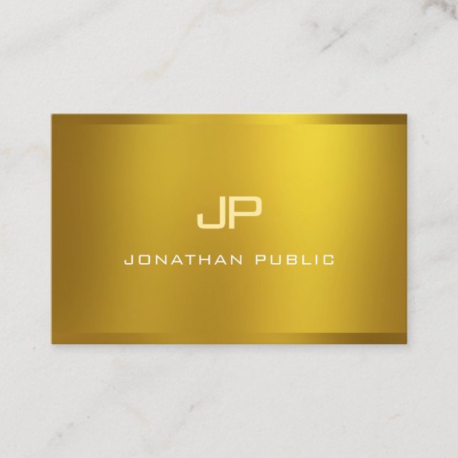 Glamorous Elegant Monogram Gold Look Modern Cool Business Card (Front)