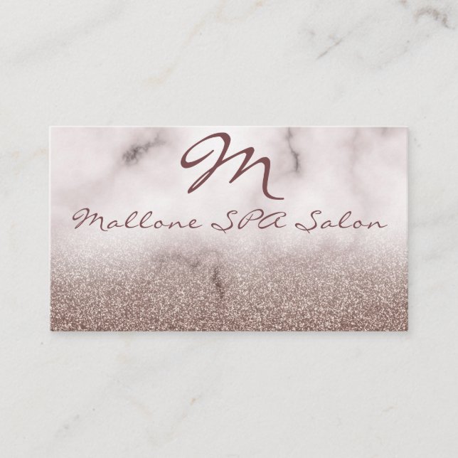 Glamorous Elegant Purple Glittery Monogram Salon Business Card (Front)