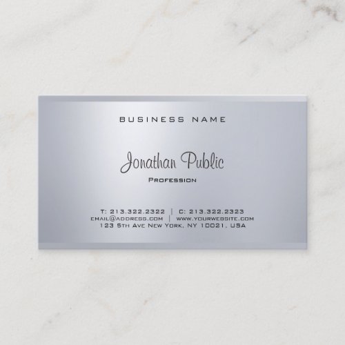 Glamorous Elegant Silver Modern Script Cool Plain Business Card