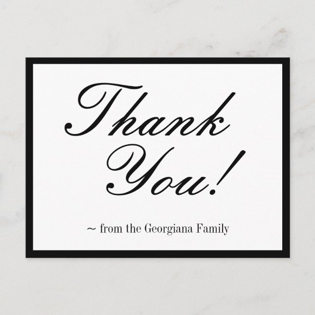 Glamorous, Elegant "Thank You!" Postcard (Front)