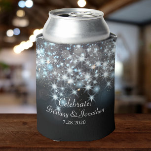Glamorous Elegant Wedding Glitter Sparkle Lights Can Cooler