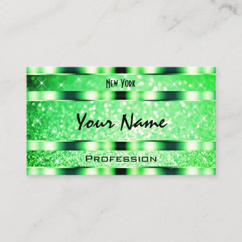 Glamorous Emerald Green Glitter Sparkle Stars Chic Business Card