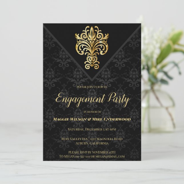 Glamorous Evening Engagement Party Invitation (Standing Front)