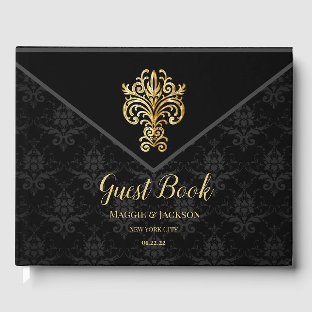 Glamorous Evening Wedding Guest Book (Front)