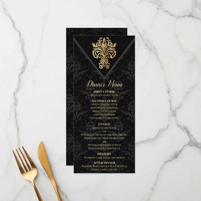 Glamorous Evening Wedding Menu (Front/Back In Situ)