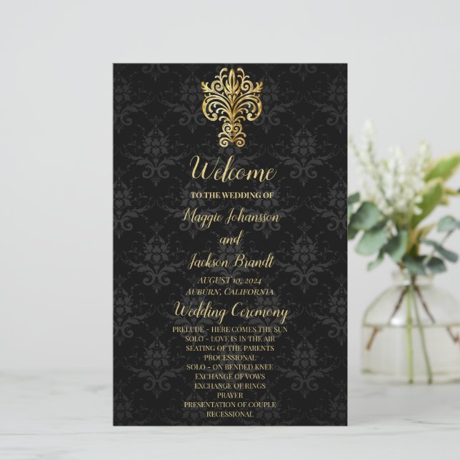 Glamorous Evening Wedding Program (Standing Front)