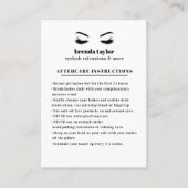 Glamorous Eyelash  Browbar Aftercare Instructions Business Card (Front)
