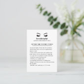 Glamorous Eyelash  Browbar Aftercare Instructions Business Card (Standing Front)