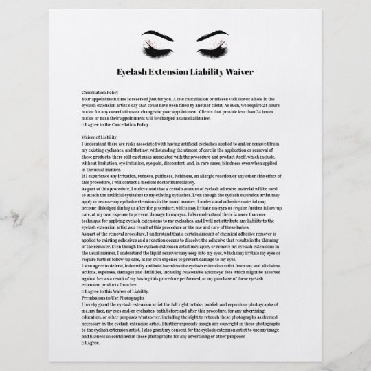 glamorous-eyelash-extension-liability-waiver-form-flyer-zazzle