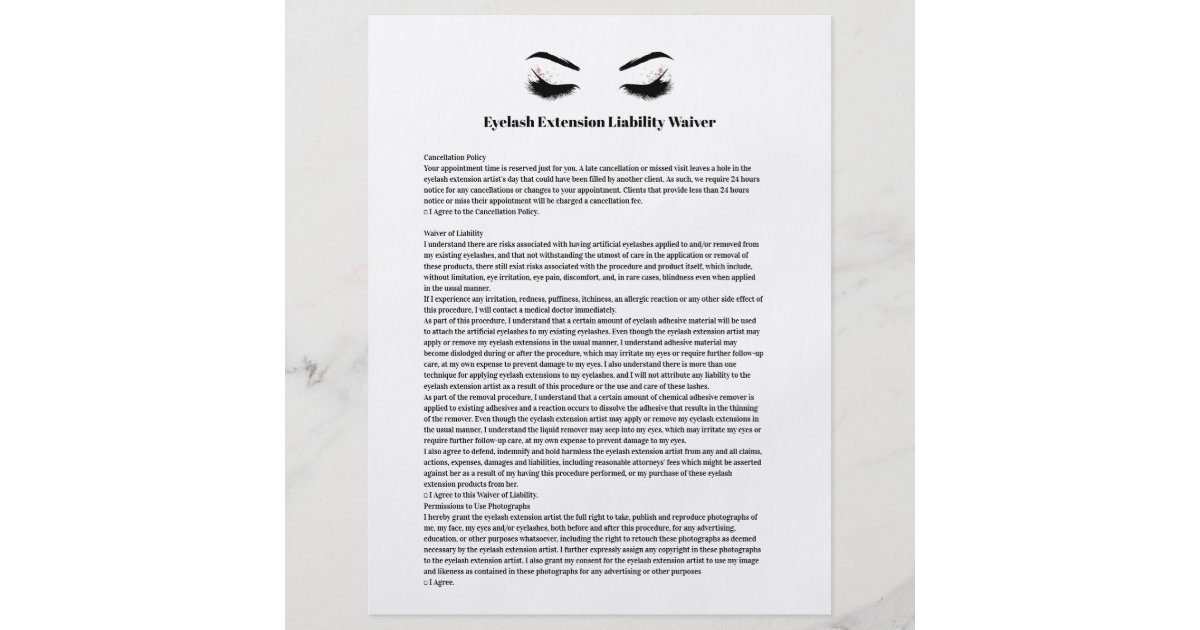 Personalized Glamorous Eyelash Extension Liability Waiver Form Flyer Zazzle Com Personalized Glamorous Eyelash Extension Liability Waiver Form Flyer Zazzle Com