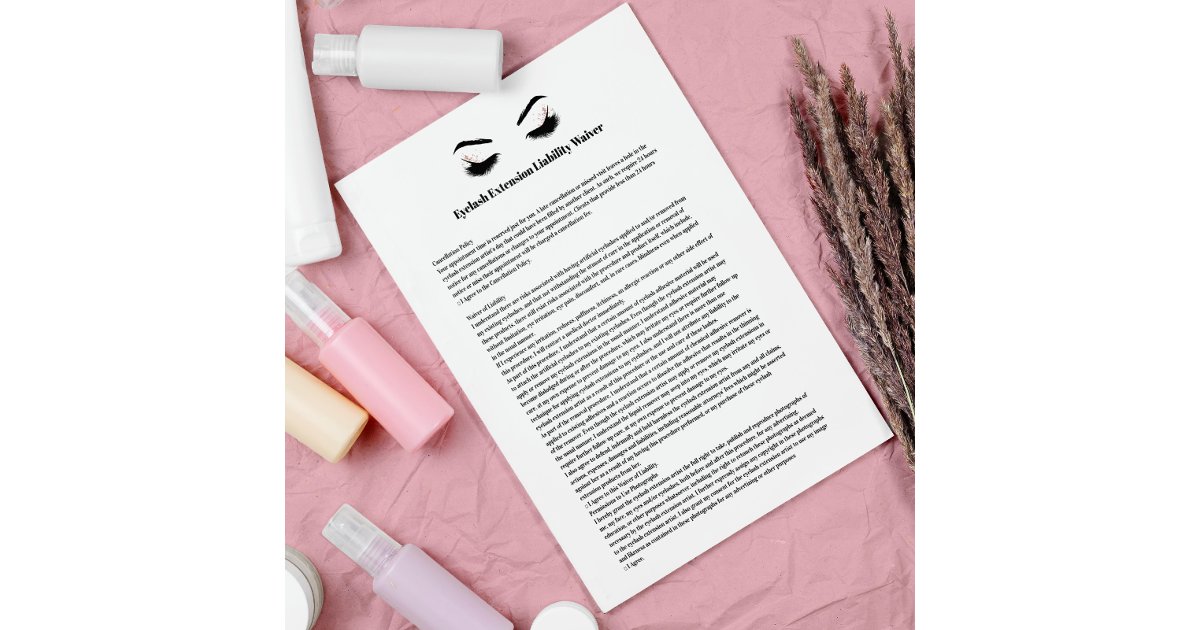 Glamorous EYELASH EXTENSION Liability Waiver Form Flyer | Zazzle