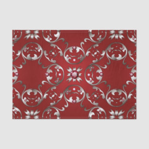 Glamorous Fancy White Gold Scarlet Red Baroque Tissue Paper