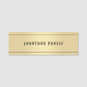 Glamorous Faux Gold Classic Look Old Style Text Name Tag