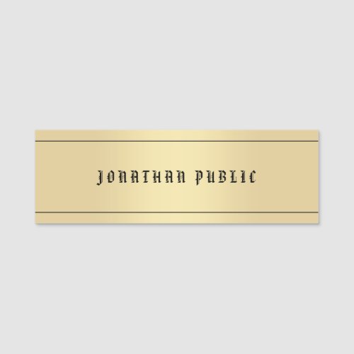 Glamorous Faux Gold Classic Look Old Style Text Name Tag