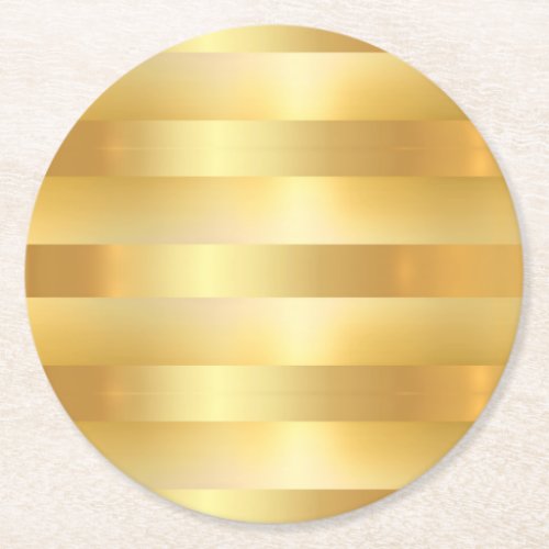Glamorous Faux Gold Custom Blank Modern Elegant Round Paper Coaster