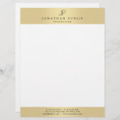 Glamorous Faux Gold Elegant Monogram Modern Plain Letterhead (Front/Back)