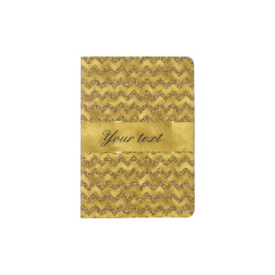 Glamorous Faux Gold Glitter Chevrons Passport Holder