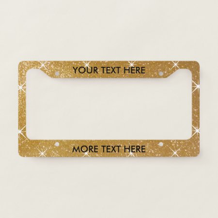 Glamorous Faux Gold Glitter License Plate Frame
