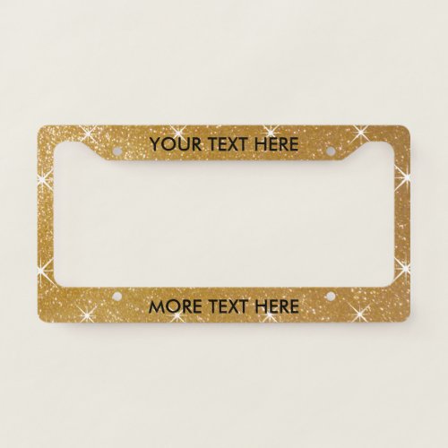 Glamorous faux gold glitter license plate frame