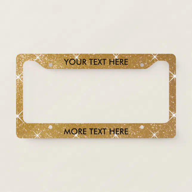 Glamorous faux gold glitter license plate frame Zazzle