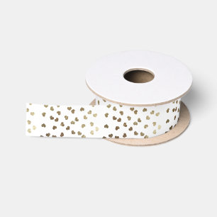 Glamorous Faux Gold Hearts Pattern Satin Ribbon
