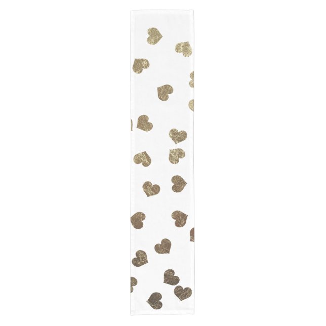 Glamorous Faux Gold Hearts Pattern Short Table Runner (Front)