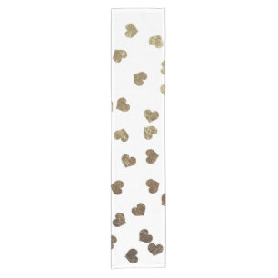 Glamorous Faux Gold Hearts Pattern Short Table Runner