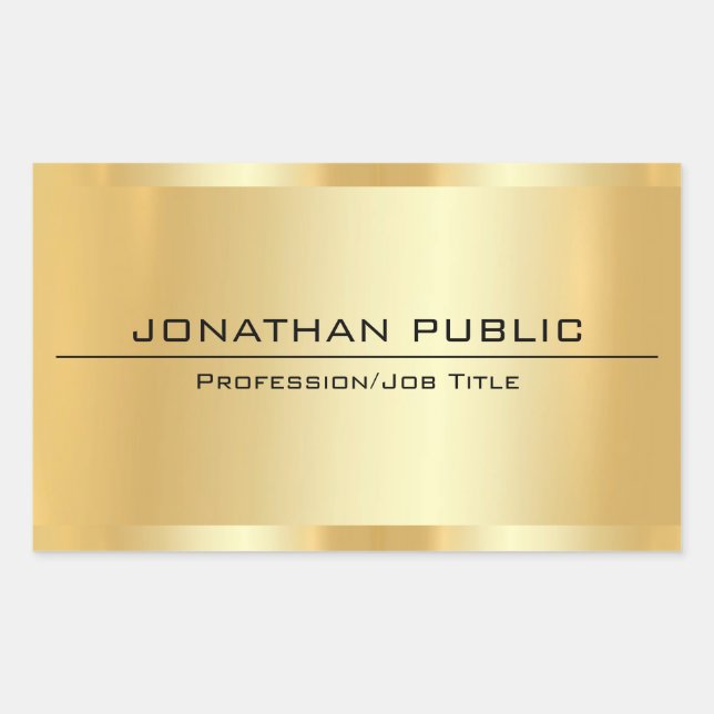 Glamorous Faux Gold Metallic Look Modern Design Rectangular Sticker (Front)