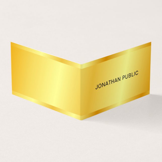 Glamorous Faux Gold Metallic Look Template Business Card (Outside)