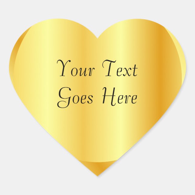 Glamorous Faux Gold Metallic Look Template Heart Sticker (Front)